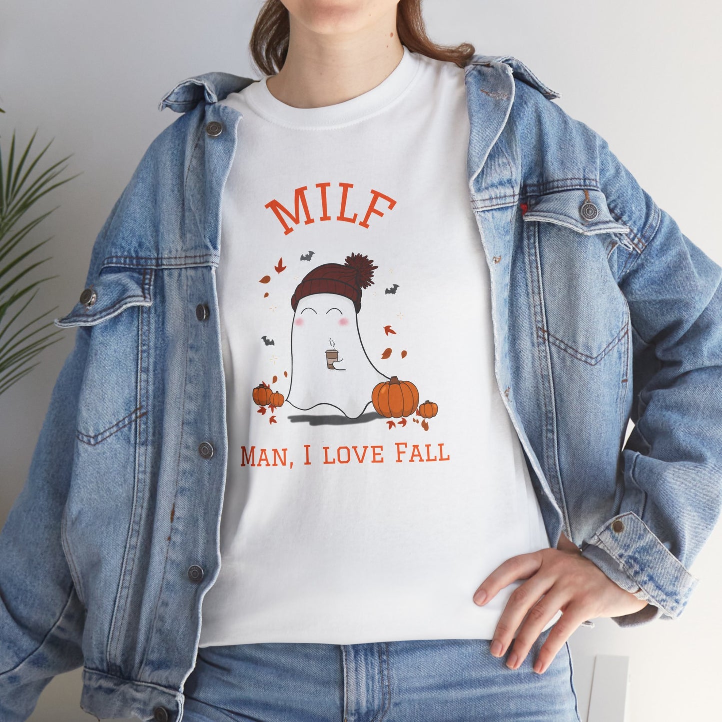 T-shirt MILF Joke Man I Love Fall Pumpkin Spice Ghosts Halloween Tee