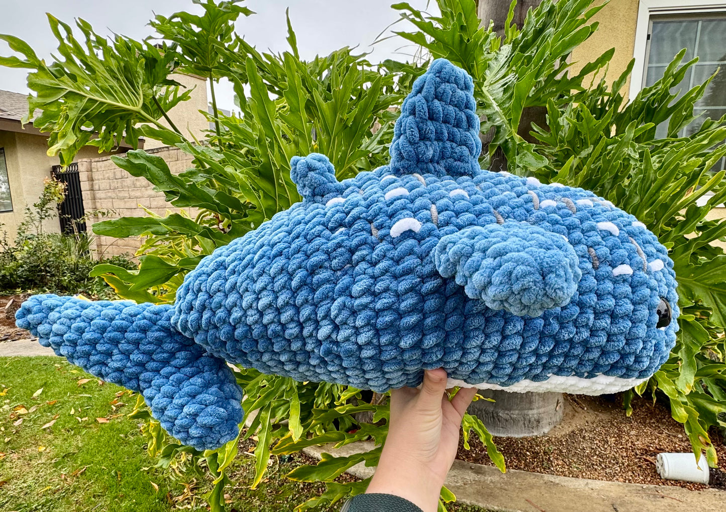 🐋 Giant Crochet Whale Shark Plushie – Handcrafted Ocean Friend