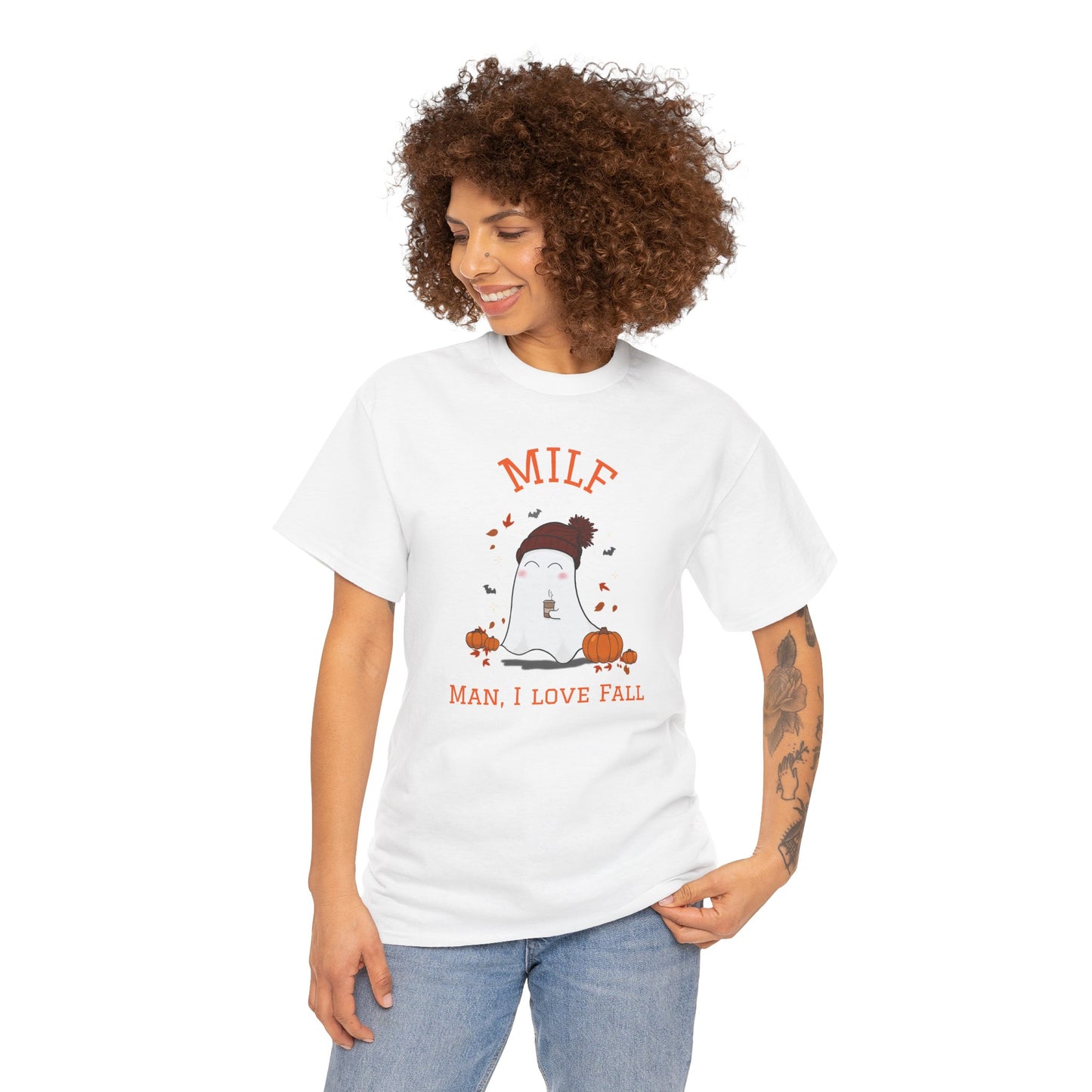 T-shirt MILF Joke Man I Love Fall Pumpkin Spice Ghosts Halloween Tee