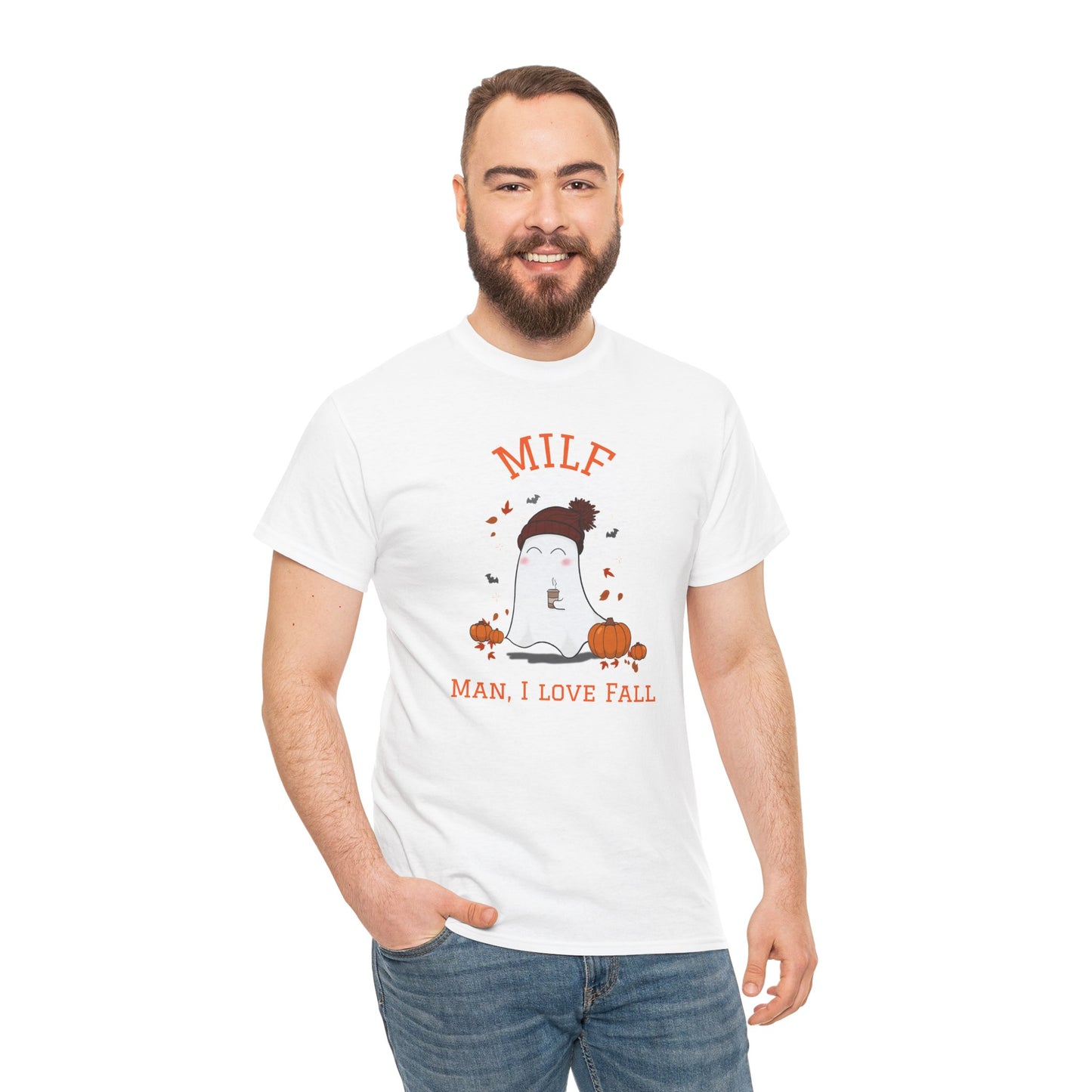T-shirt MILF Joke Man I Love Fall Pumpkin Spice Ghosts Halloween Tee