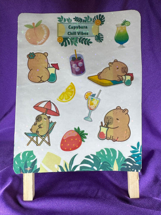 Happy Capybara Vibes Sticker Sheet