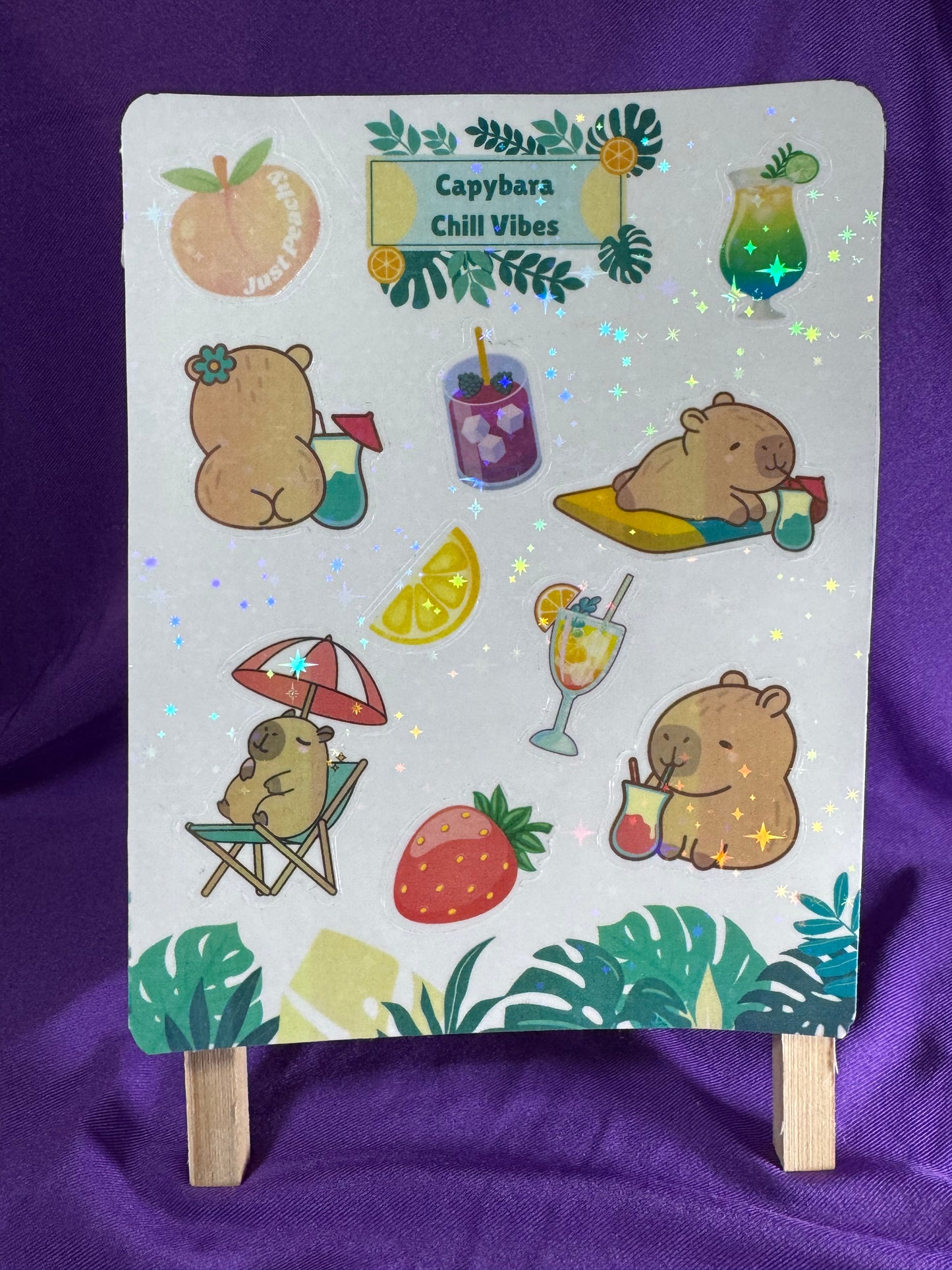 Autocolantes com vibrações de capivara feliz