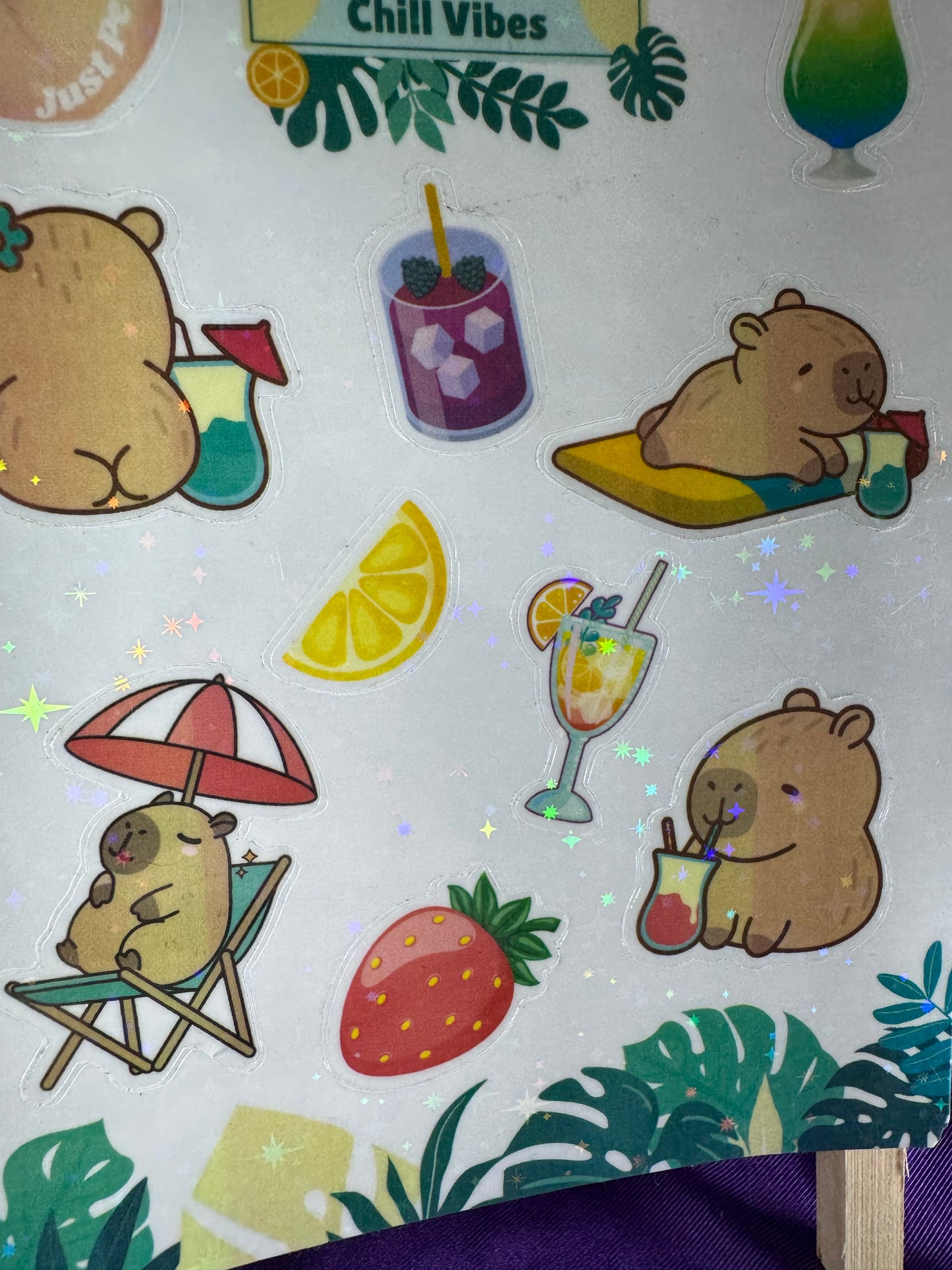 Autocolantes com vibrações de capivara feliz