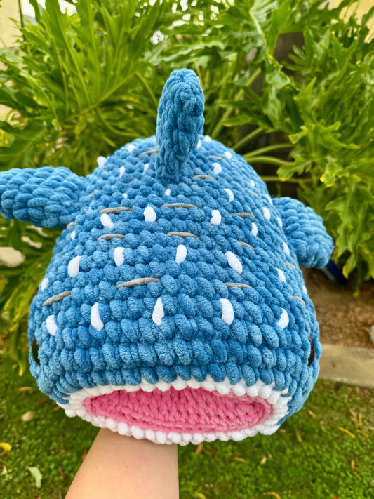 🐋 Giant Crochet Whale Shark Plushie – Handcrafted Ocean Friend