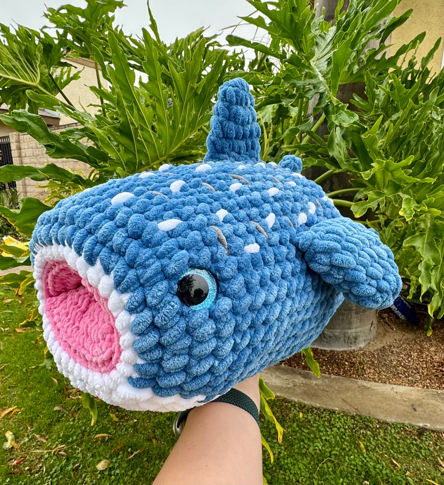 🐋 Giant Crochet Whale Shark Plushie – Handcrafted Ocean Friend