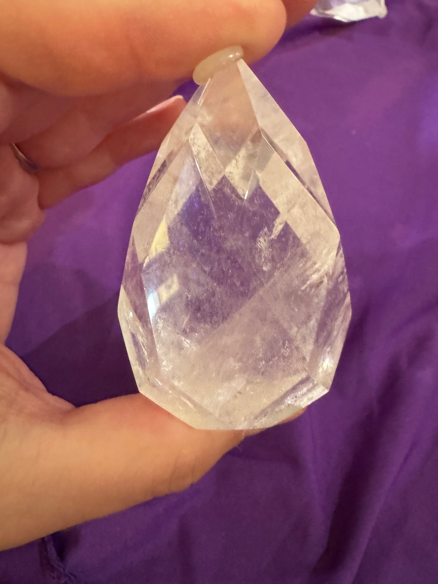 Clear Quartz Teardrops w/ diamond cuts